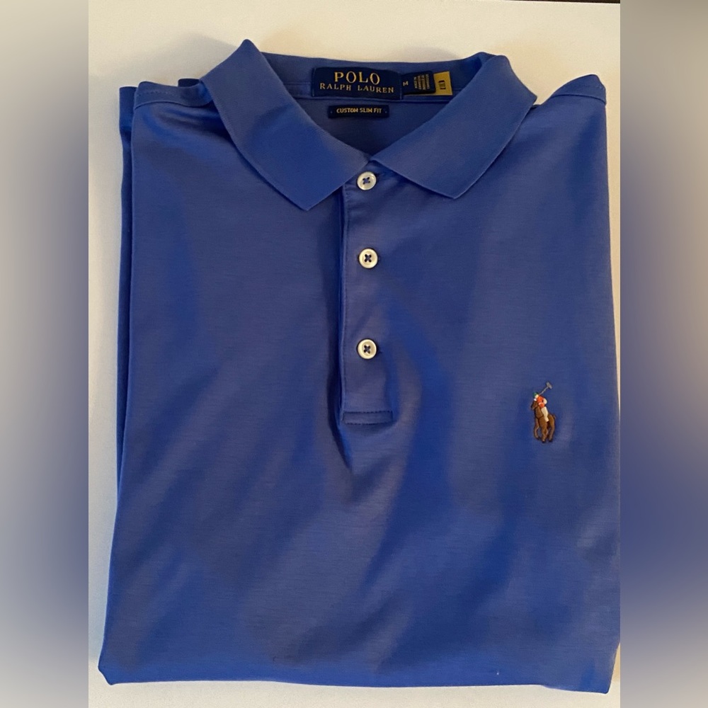 Polo Ralph Lauren Polo Classic Fit Blue Collared Golf Polo Shirt Men's M   Logo